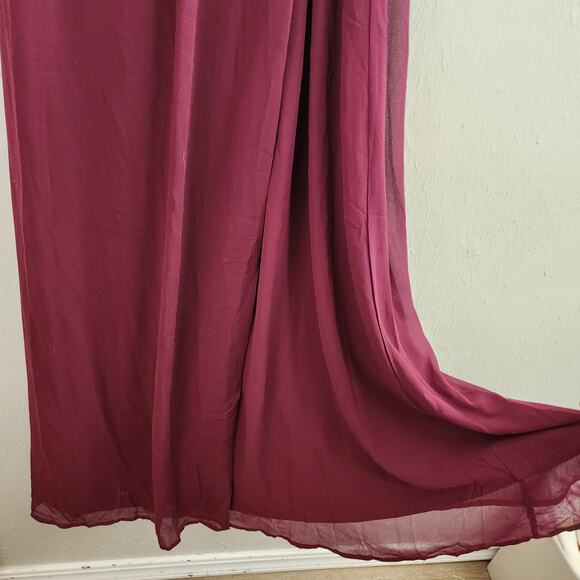 NEW Lulus Convincing Grace Burgundy Flutter Sleeve Wrap Maxi Dress - Picture 7 of 13